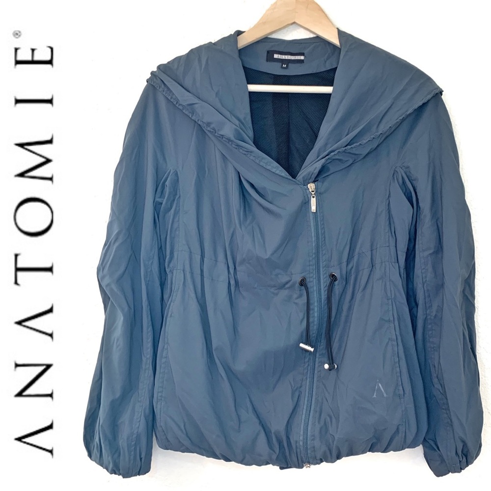 Anatomie Windbreaker Hooded Rain Jacket Blue Gray